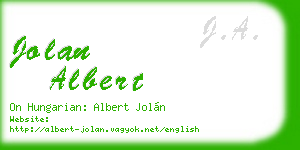 jolan albert business card